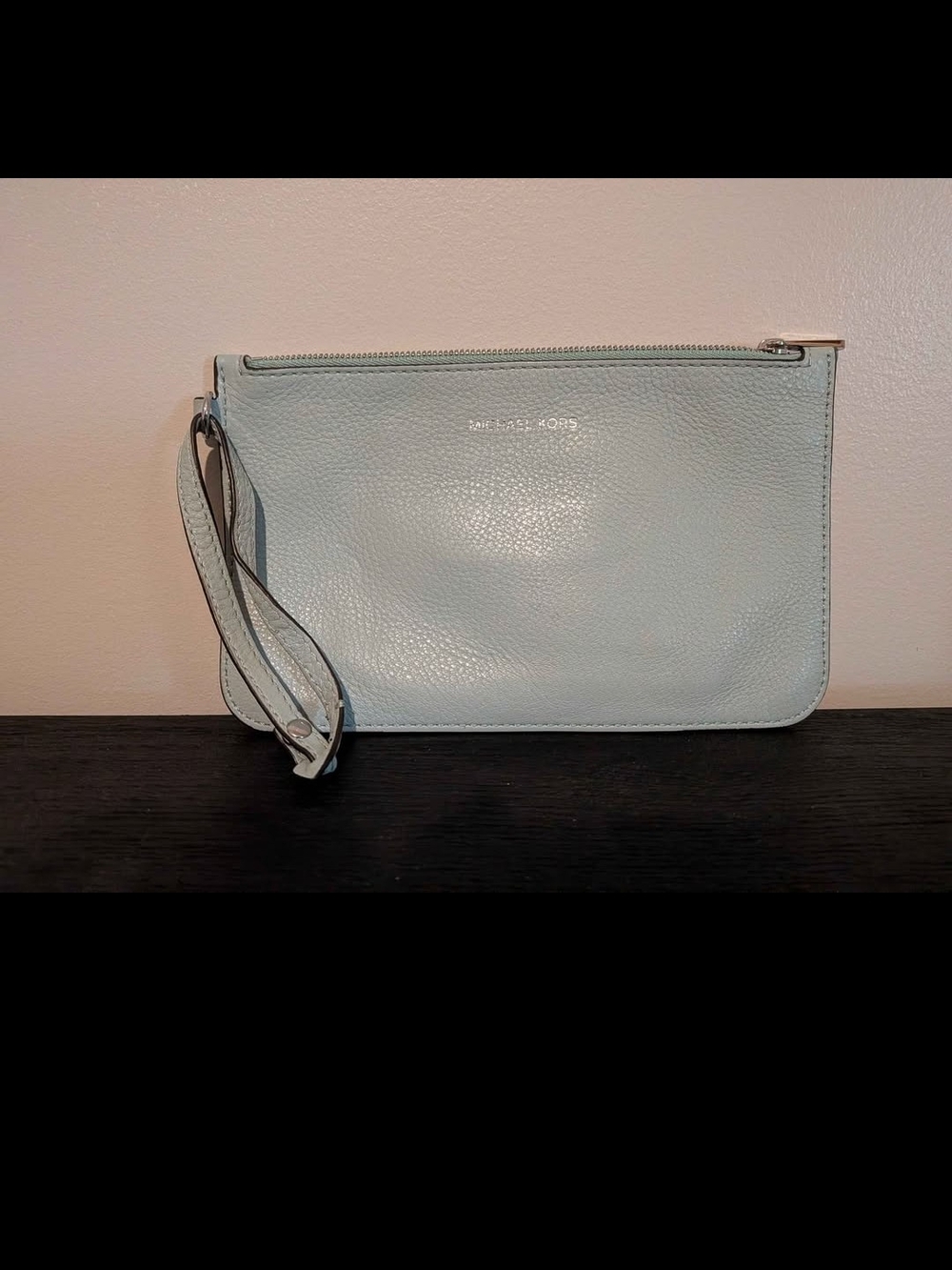 Michael Kors Pale Blue Leather Wristlet Clutch